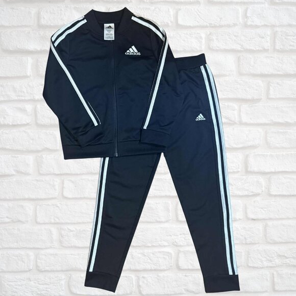 Adidas Kids Track Suit Black 3-Stripes Set | Size Small (7/8) | EUC - Picture 1 of 10